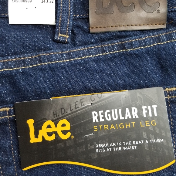 Lee Reg Fit Straight Leg Rinsed Blue - Picture 3 of 5